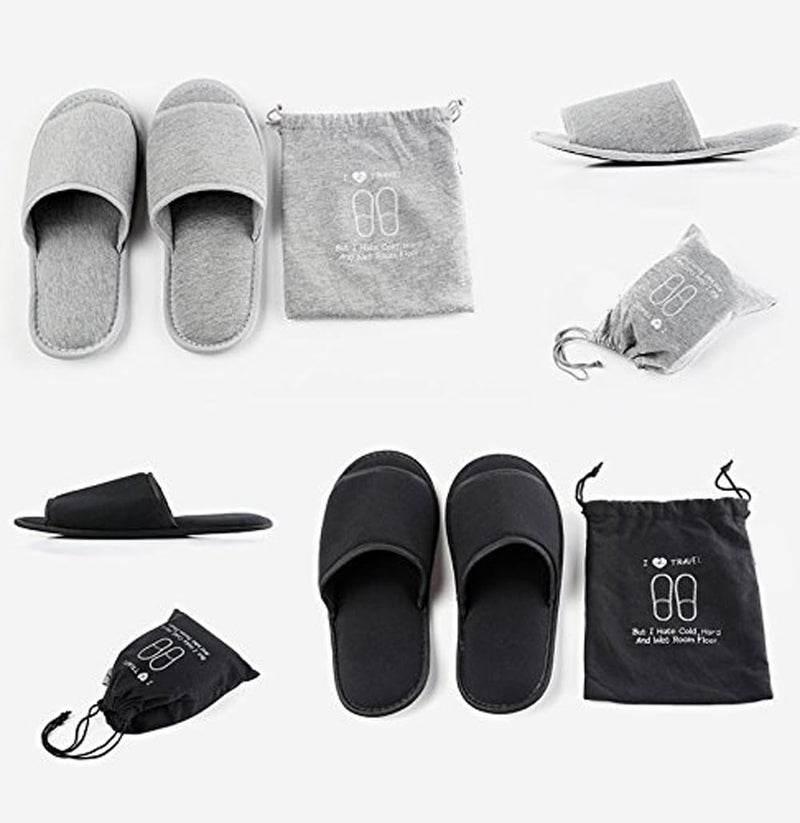 ITODA Portable Travel Slipper Spa Hotel Open Toe Sandals Non Disposable Foldable Shoes Guest Indoor House Room Business Trip Party Washable Footwear with Bags - Image 2